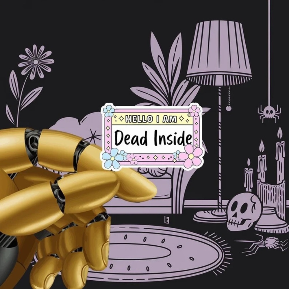 “Hello I am dead inside” Waterproof Vinyl Sticker 6x4cm